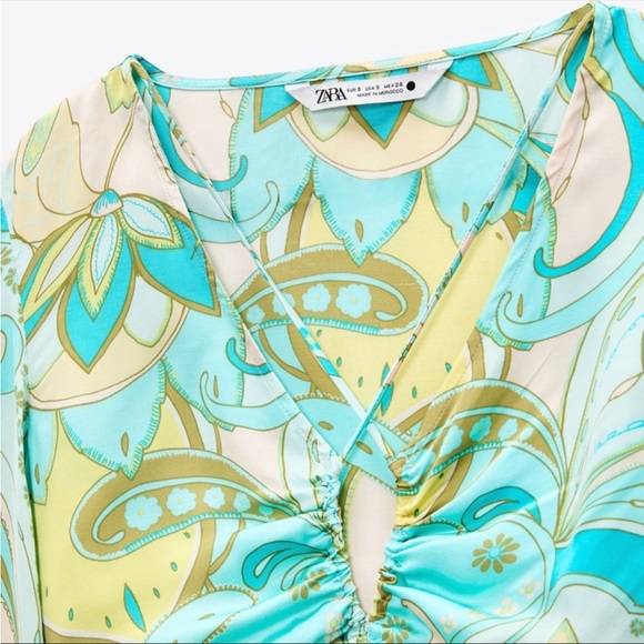 NEW Zara Retro 70’s Vibe Holly Long Sleeve Resortwear Top XS - Picture 4 of 5